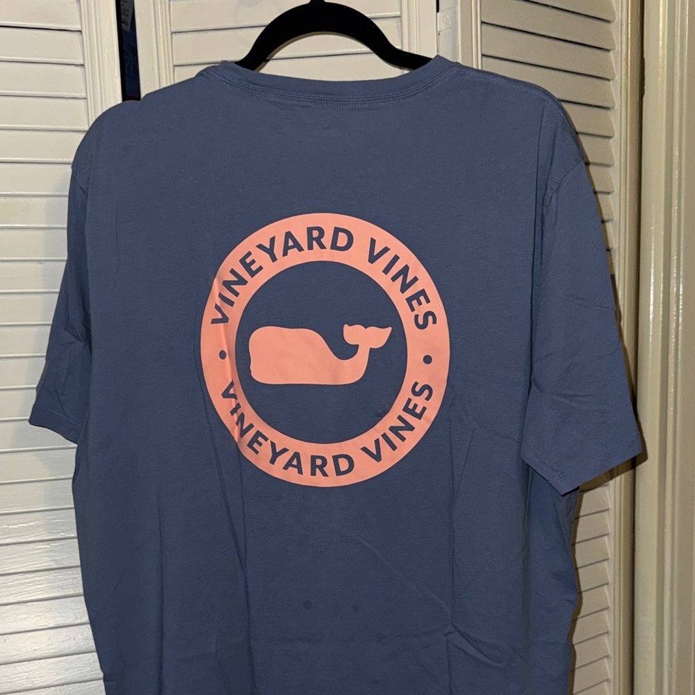 Vineyard Vines Navy Tee with Coral Emblem